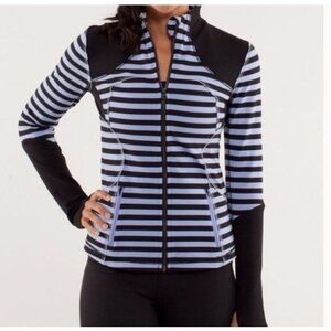 Lululemon FORME Sea Stripe Polar Haze Black Full Zip Sweatshirt Jacket Size 6